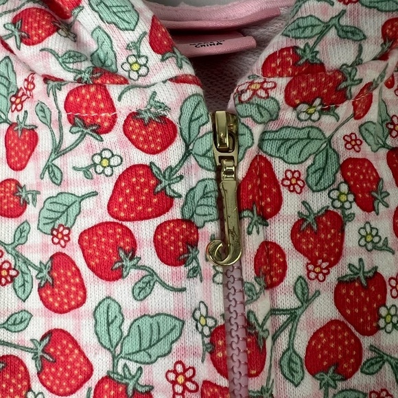 Juicy Couture Kids Pink Strawberry Print Zip-Up Short Sleeve Sweater 8/10 Girls - Picture 6 of 8